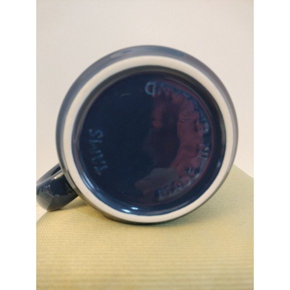 Porcelain Coffee Mug Blue W/Gold Tone Made In New England 3"3/4x3"1/2 New - Picture 6 of 6